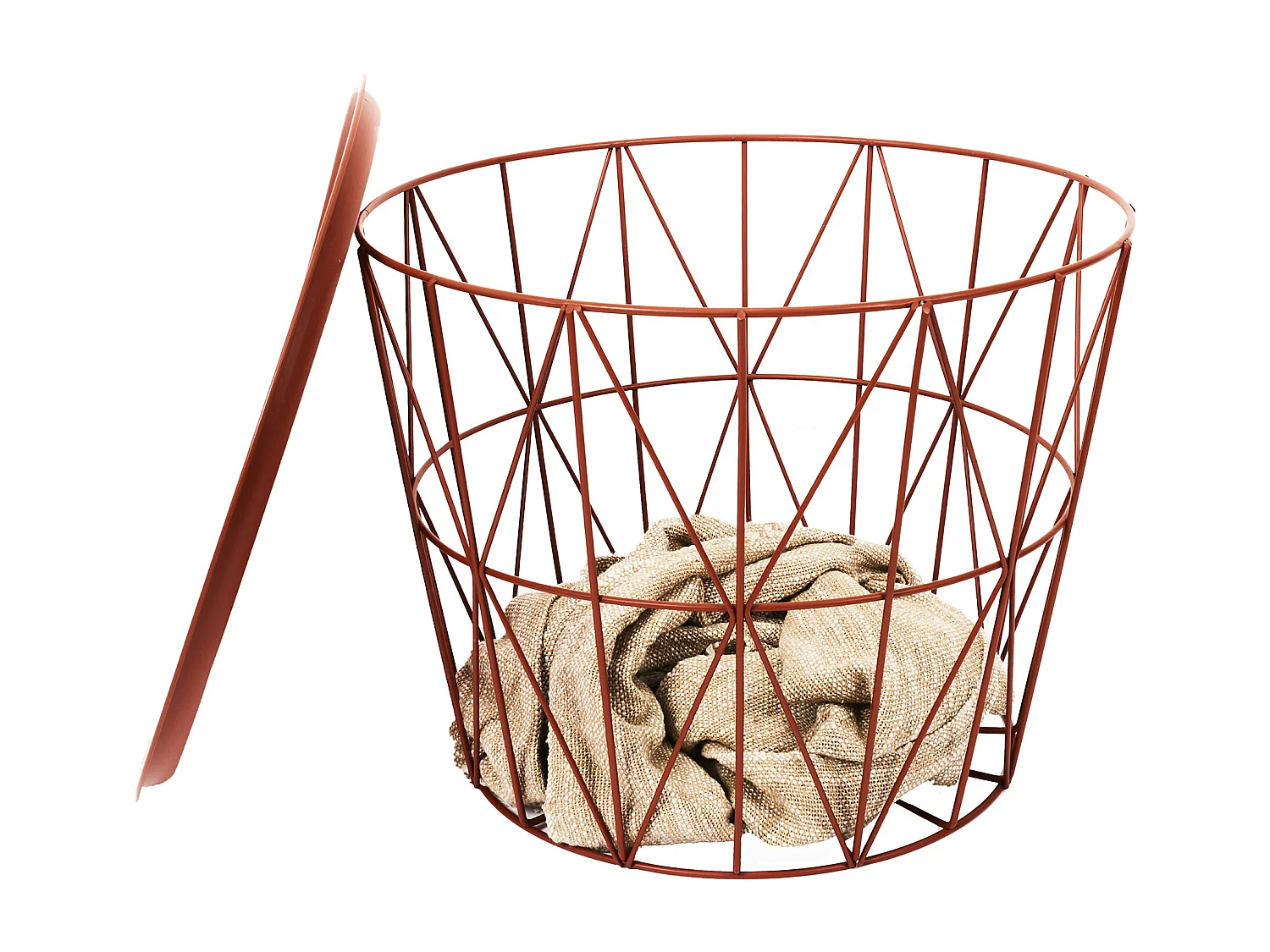 Table Filaire Metal Terracotta Diametre 50cm Orange