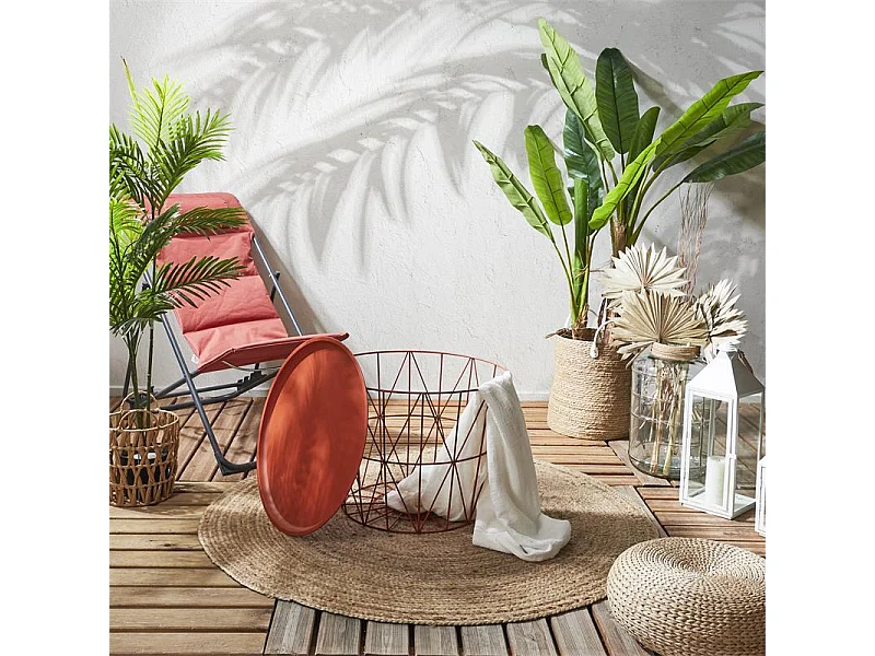 Table Filaire Metal Terracotta Diametre 50cm Orange