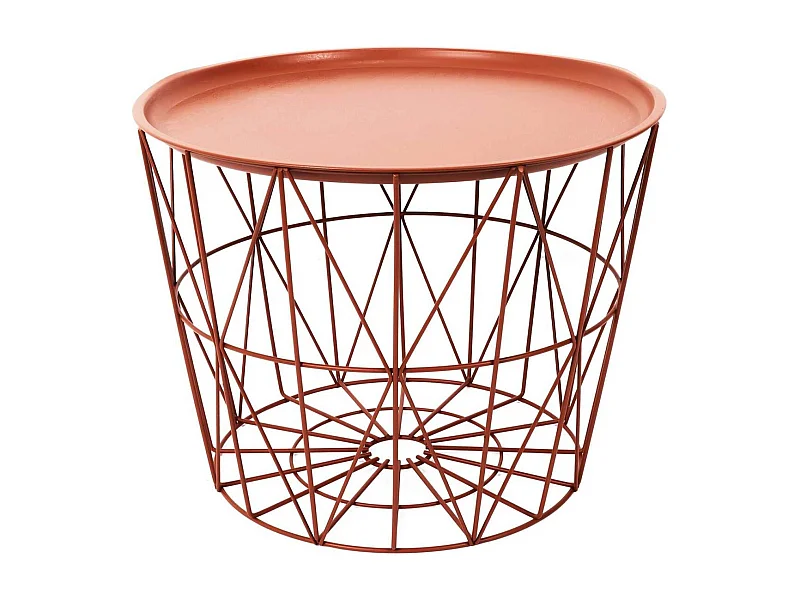 Table Filaire Metal Terracotta Diametre 50cm Orange