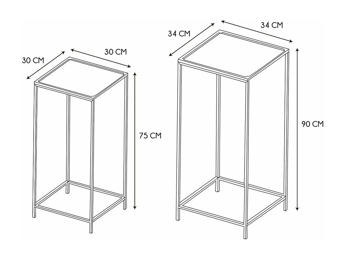 Lot de 2 Sellettes Design Bambou "Rosa" 90cm Noir