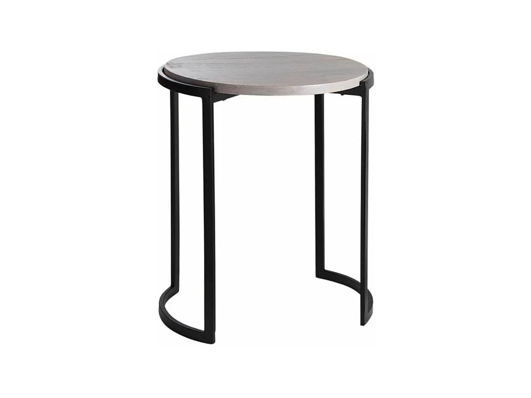 Sellettes rondes en métal et manguier (Lot de 3)