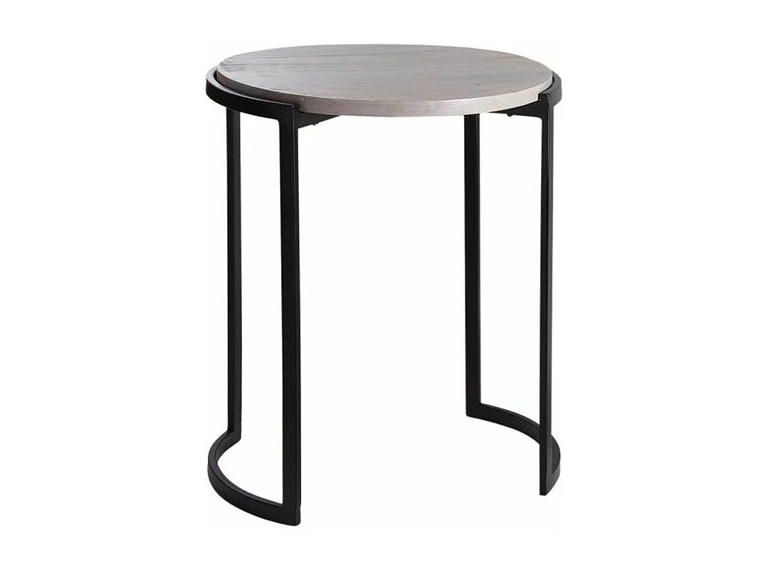 Sellettes rondes en métal et manguier (Lot de 3)