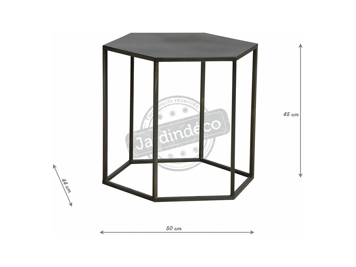 Table d'appoint hexagonale en métal