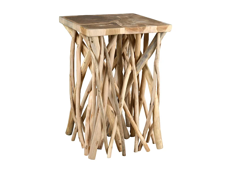 Table d'appoint teck pied branchage Puzzle