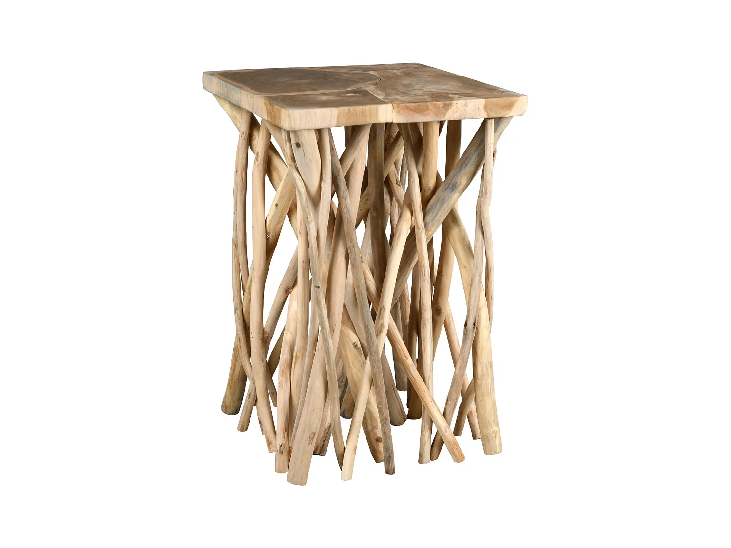 Table d'appoint teck pied branchage Puzzle