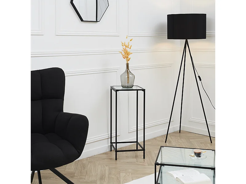 Sellette Rosa Verre Texture Noir, Transparent