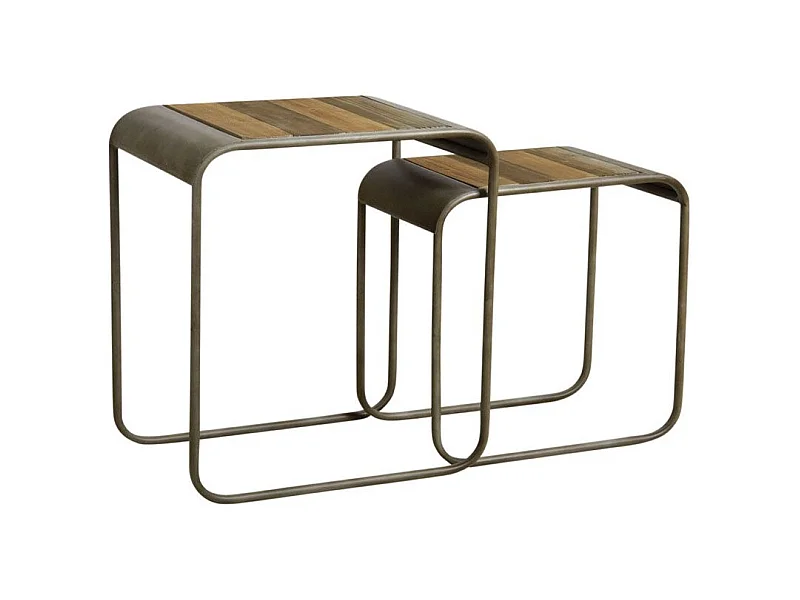 Sellettes en bois et métal (Lot de 2)