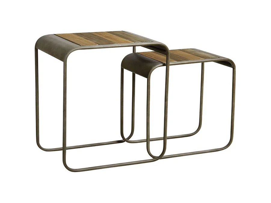 Sellettes en bois et métal (Lot de 2)