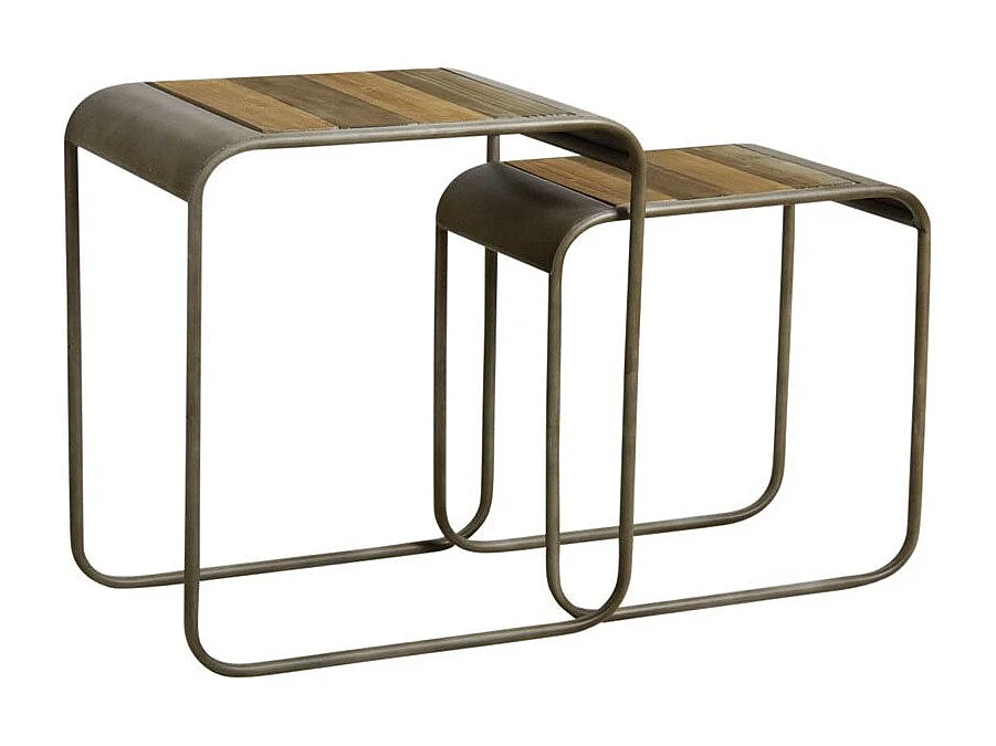 Sellettes en bois et métal (Lot de 2)