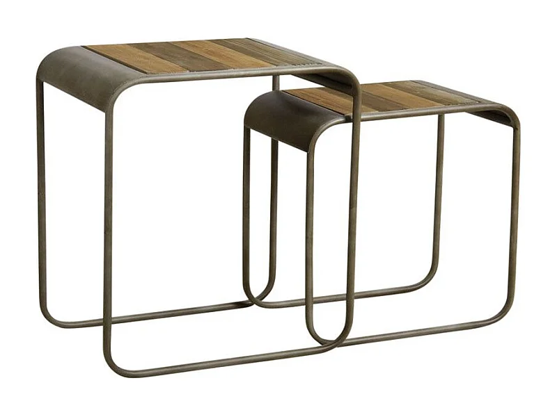 Sellettes en bois et métal (Lot de 2)