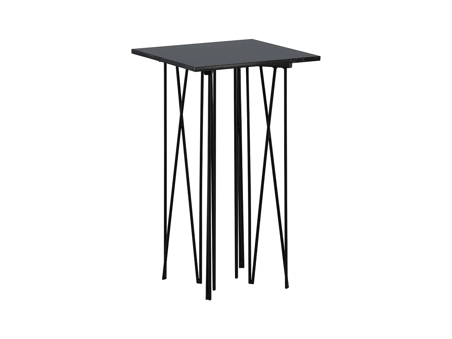 Stone  bijzettafel 40x40 cm glas zwart marmor decor.