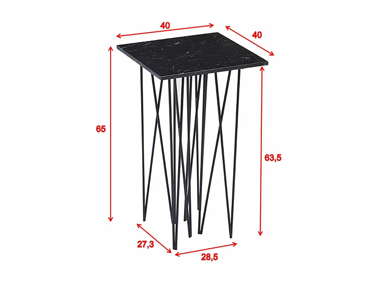 Table d'Appoint Design "Stone" 65cm Noir