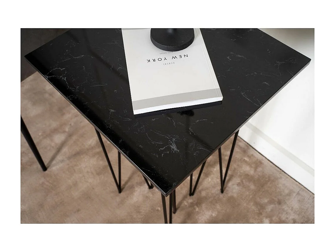 Table d'Appoint Design "Stone" 65cm Noir