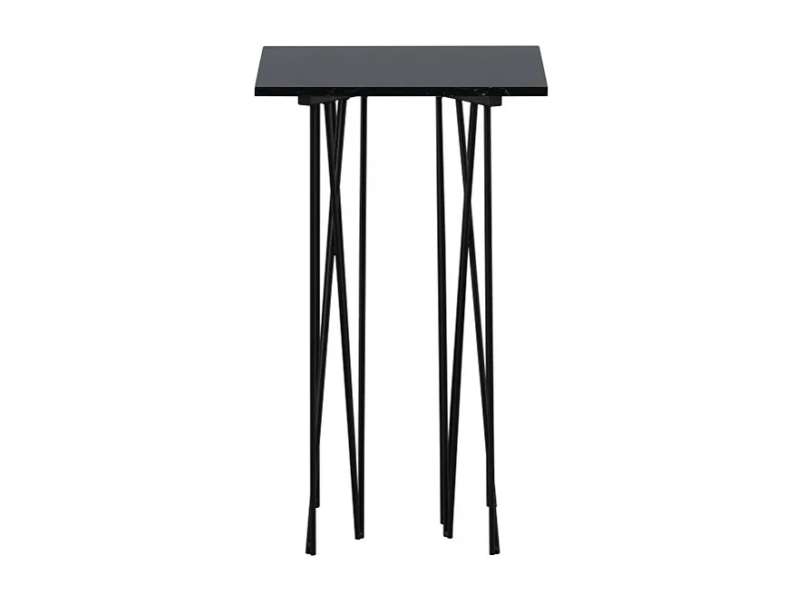 Stone  bijzettafel 40x40 cm glas zwart marmor decor.