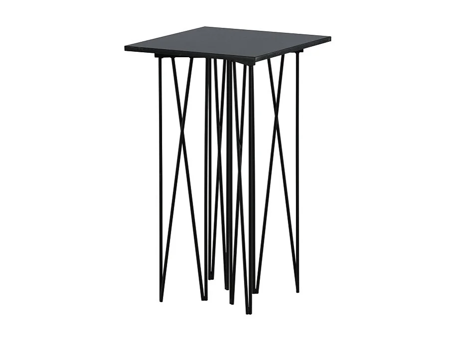 Stone  bijzettafel 40x40 cm glas zwart marmor decor.