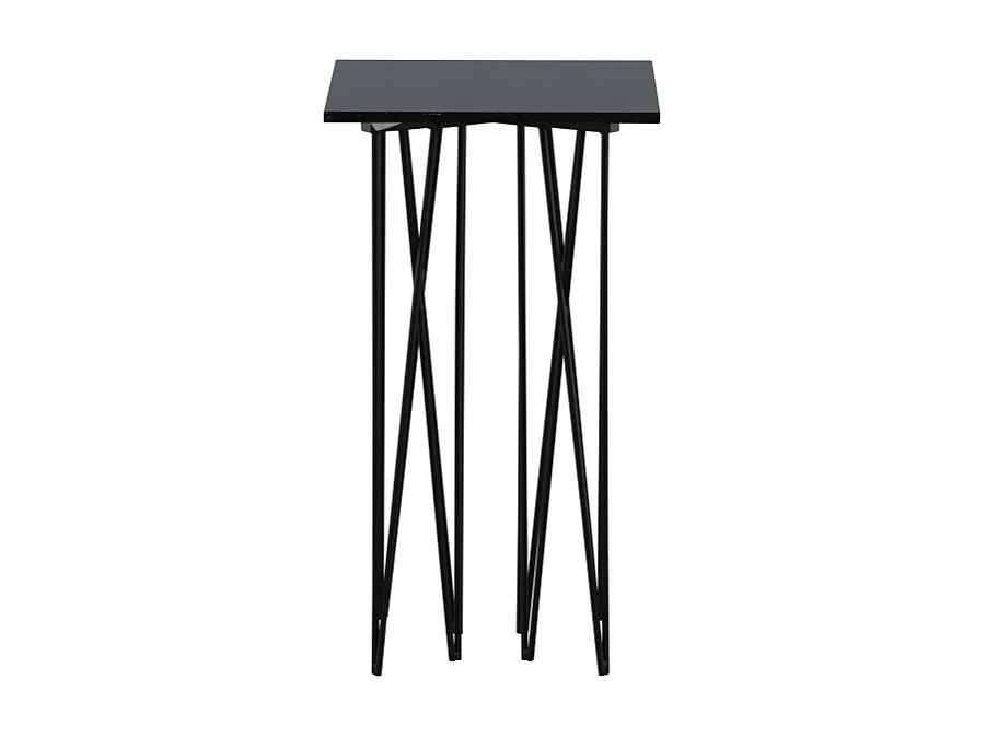 Stone  bijzettafel 40x40 cm glas zwart marmor decor.