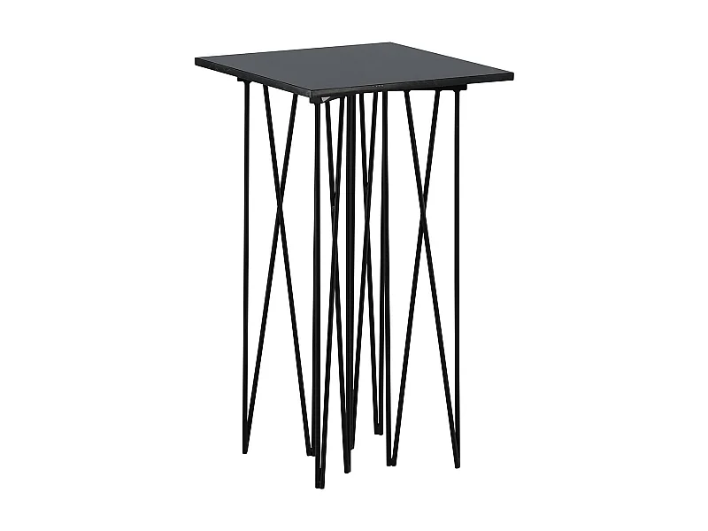 Stone  bijzettafel 40x40 cm glas zwart marmor decor.