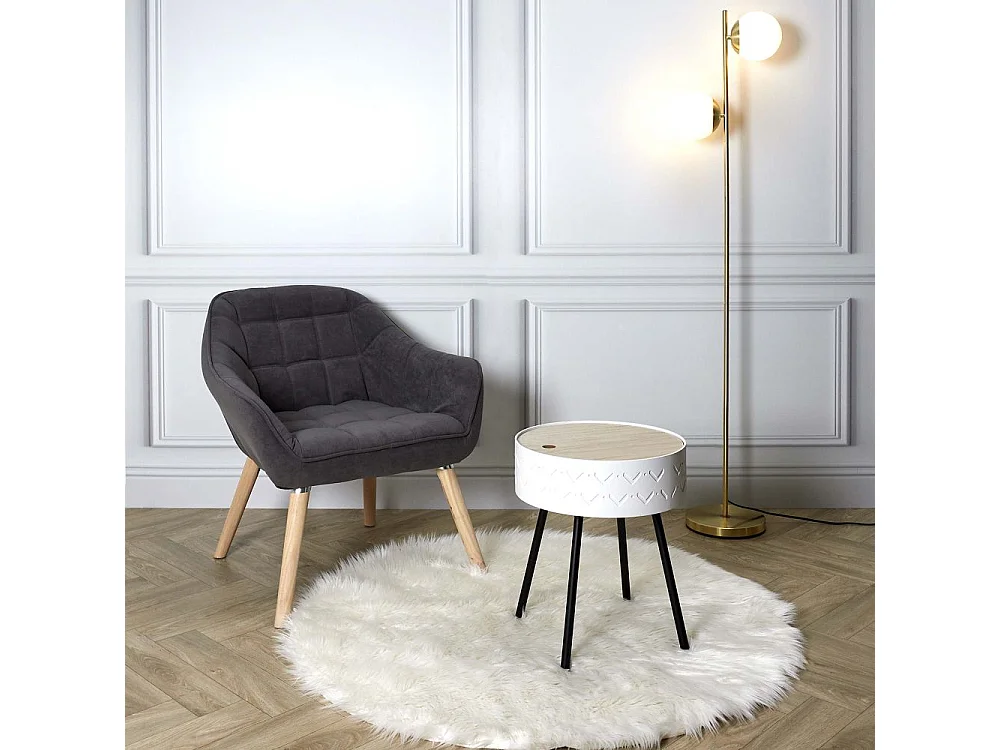 Table Coffre Eugenie Blanc Blanc, Noir, Marron