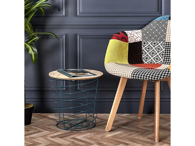 Table Filaire Bois Et Metal Cyclone Bleu M6 A1/m6