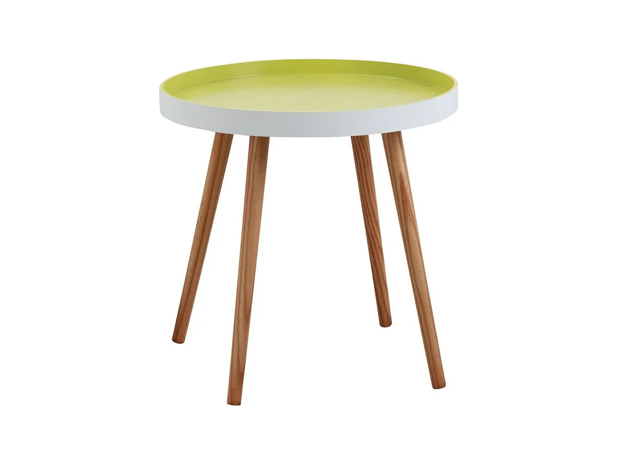 Table d'appoint ronde en bois et MDF laqué vert anis
