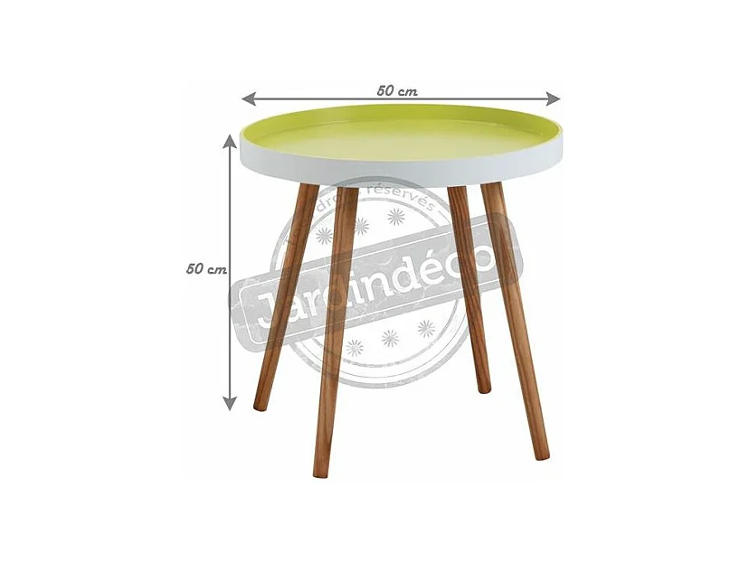 Table d'appoint ronde en bois et MDF laqué vert anis