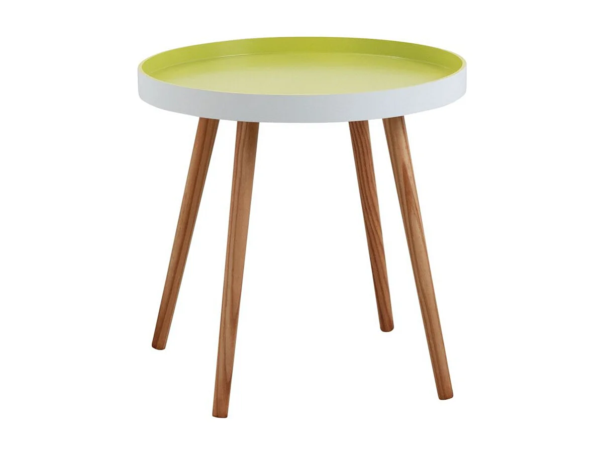 Table d'appoint ronde en bois et MDF laqué vert anis