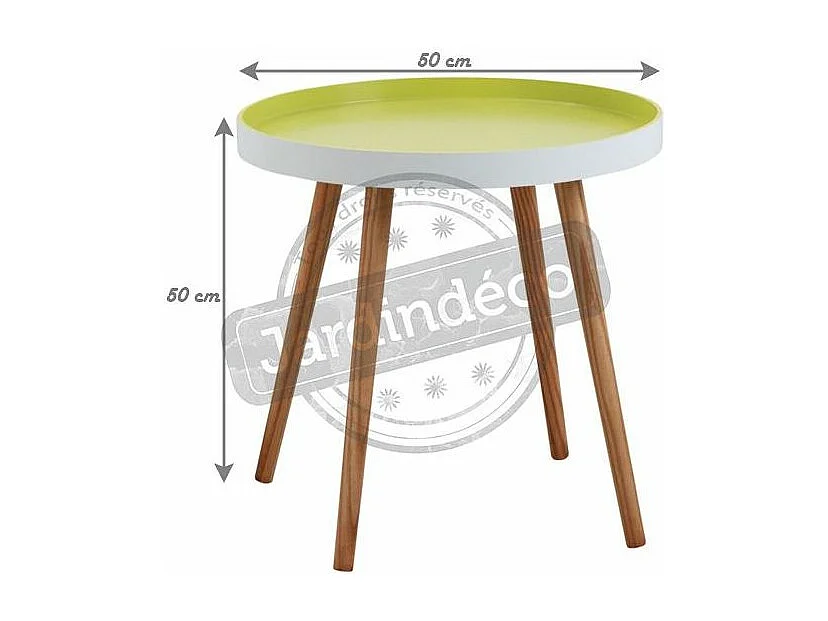 Table d'appoint ronde en bois et MDF laqué vert anis