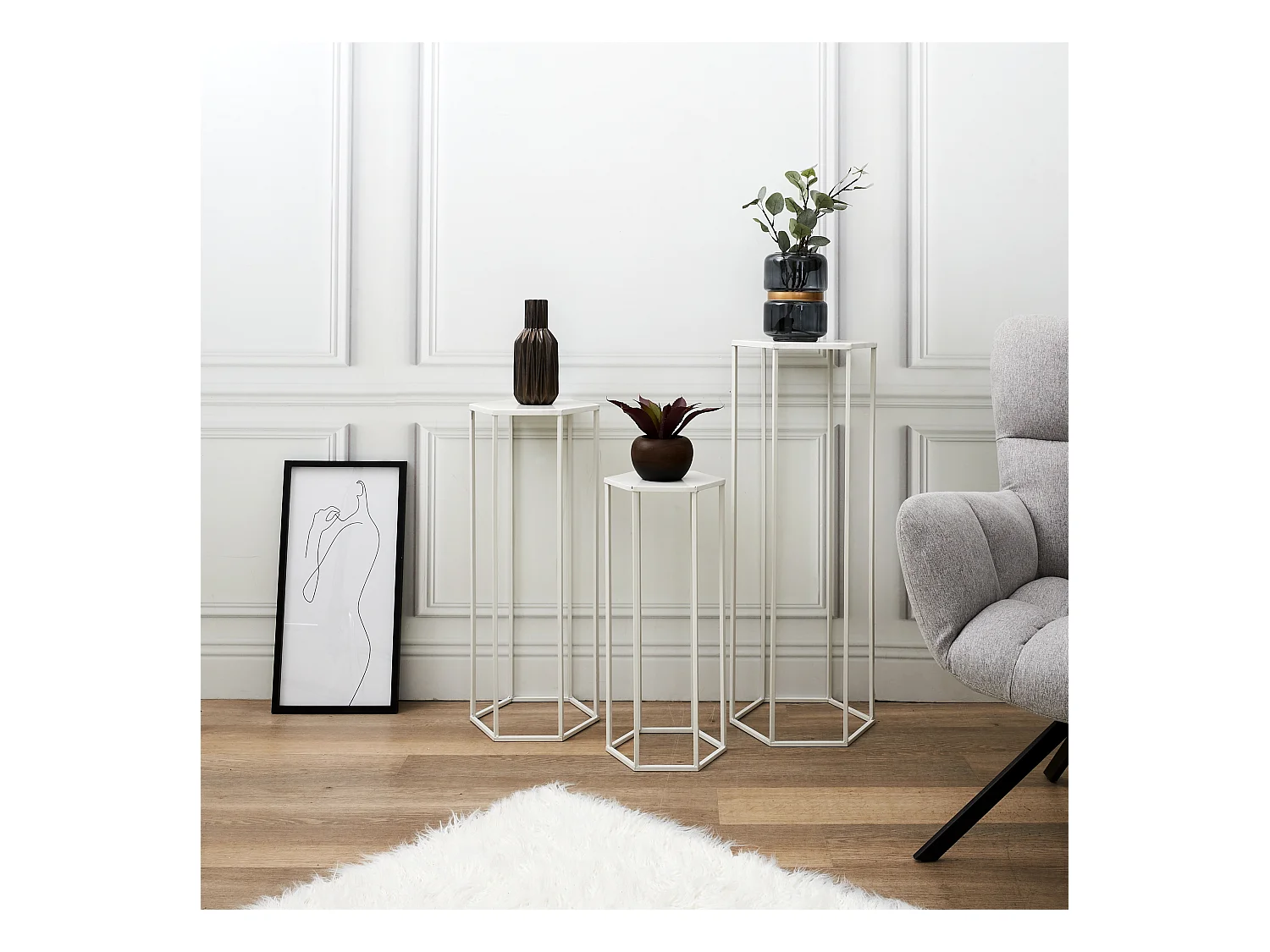 Sellette Gigogne Metal Blanc X3 Blanc