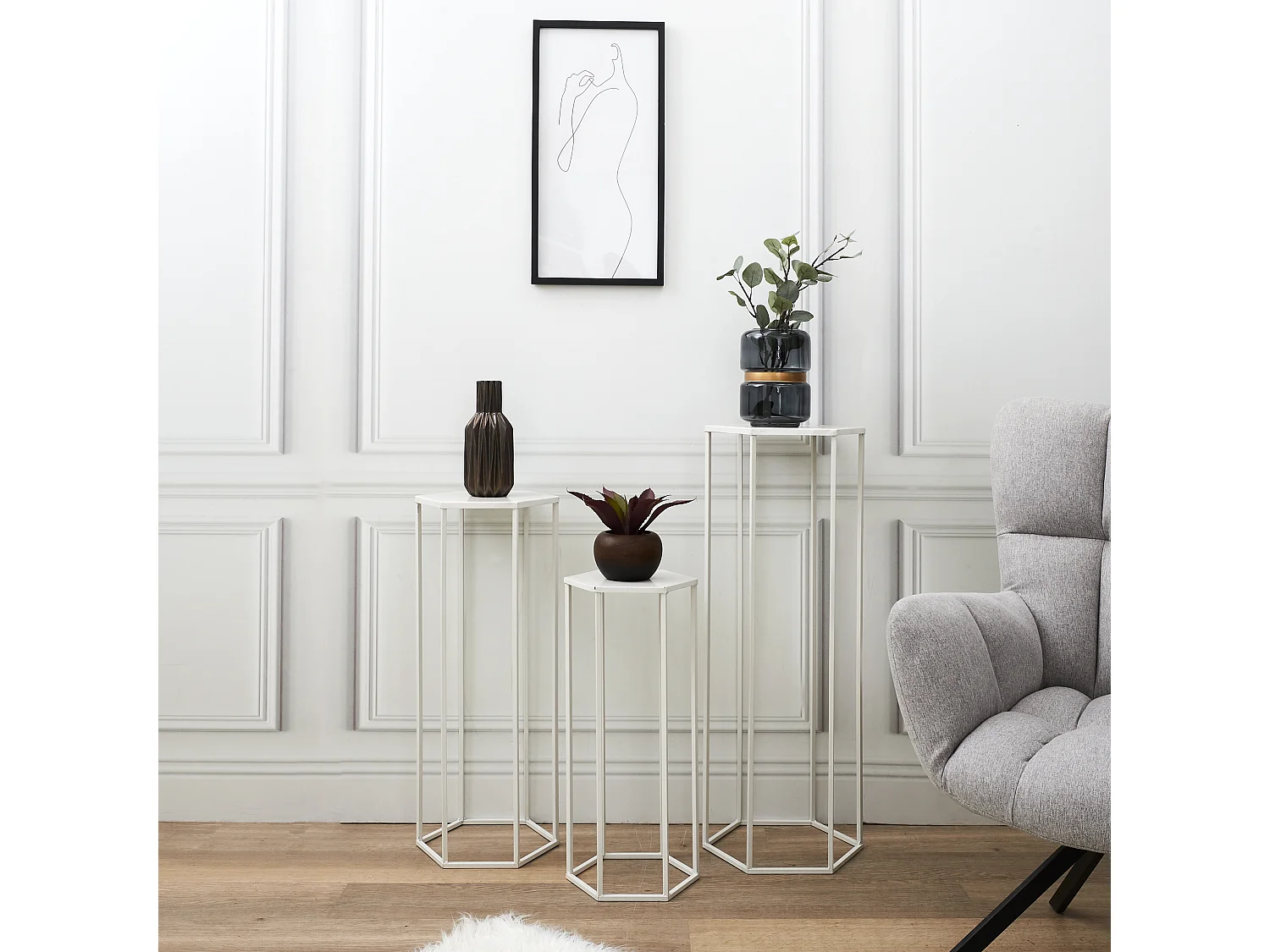 Sellette Gigogne Metal Blanc X3 Blanc