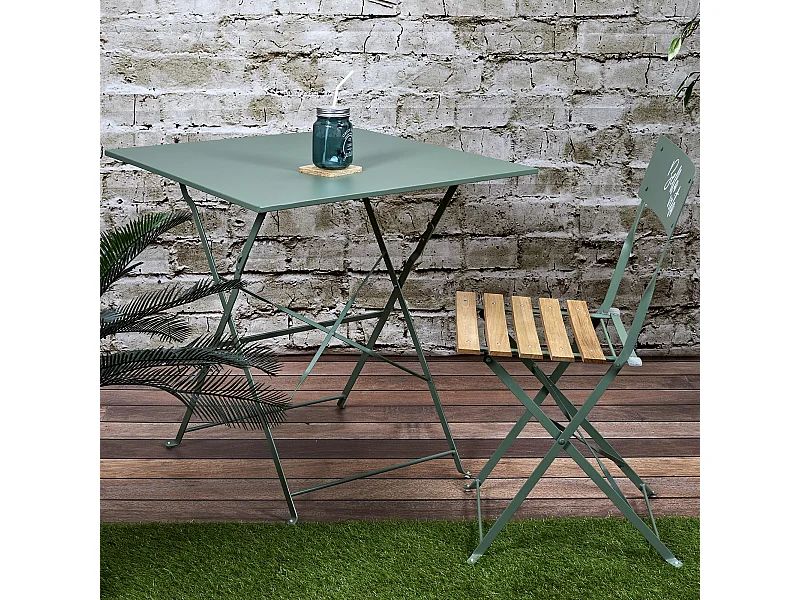 Table Repas Pliante Palerme Kaki 70x70x71cm Vert