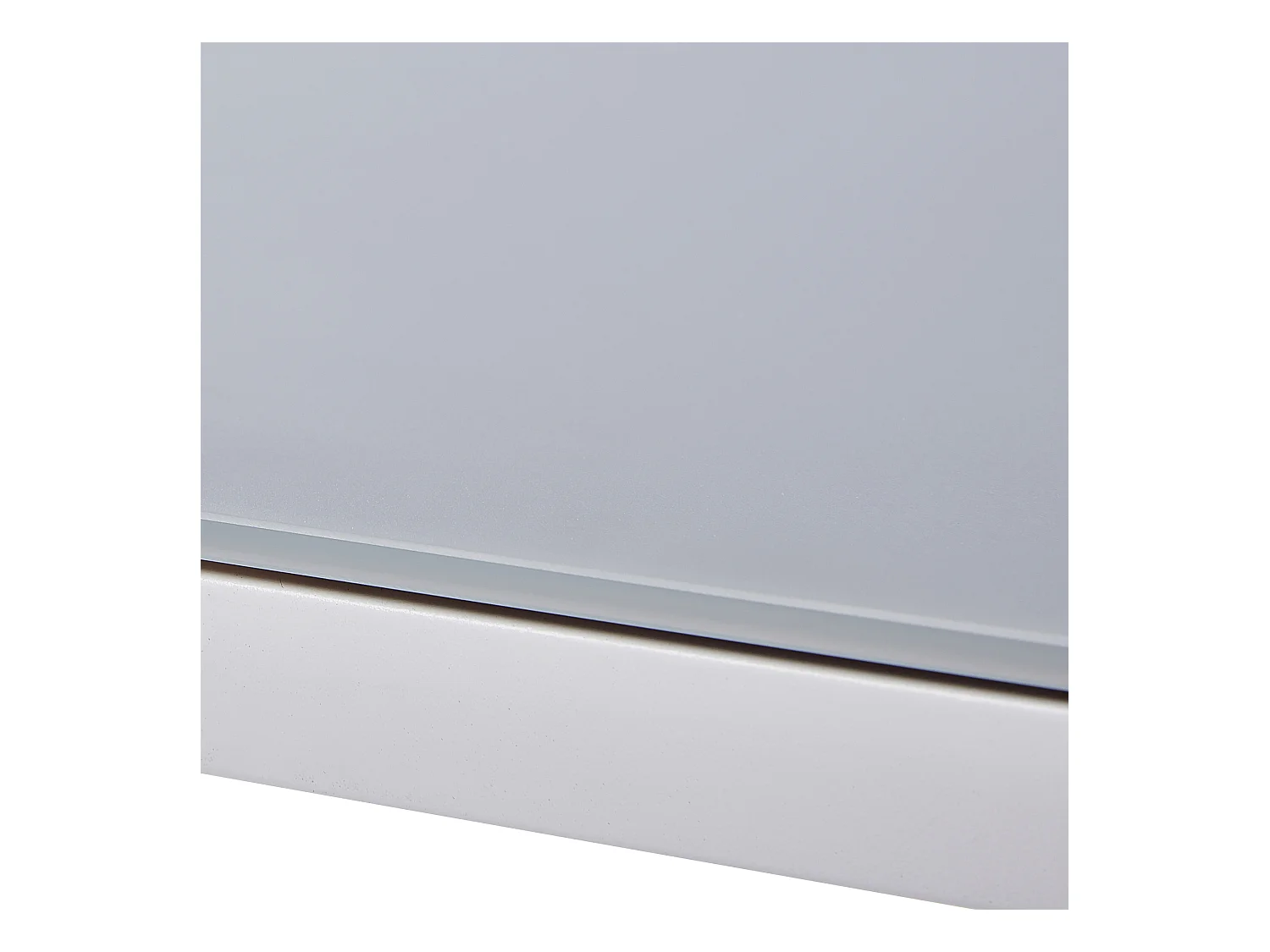 Table Modulo 4/8 personnes structure en aluminium blanche, plateau en verre coloris gris perle