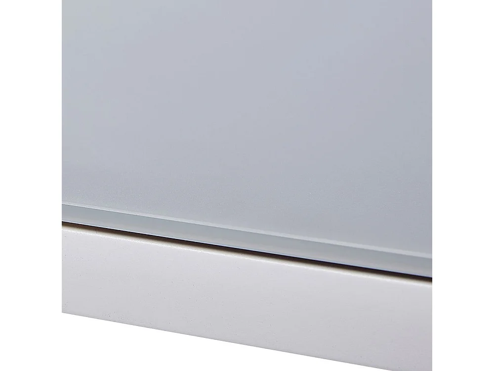 Table Modulo 4/8 personnes structure en aluminium blanche, plateau en verre coloris gris perle