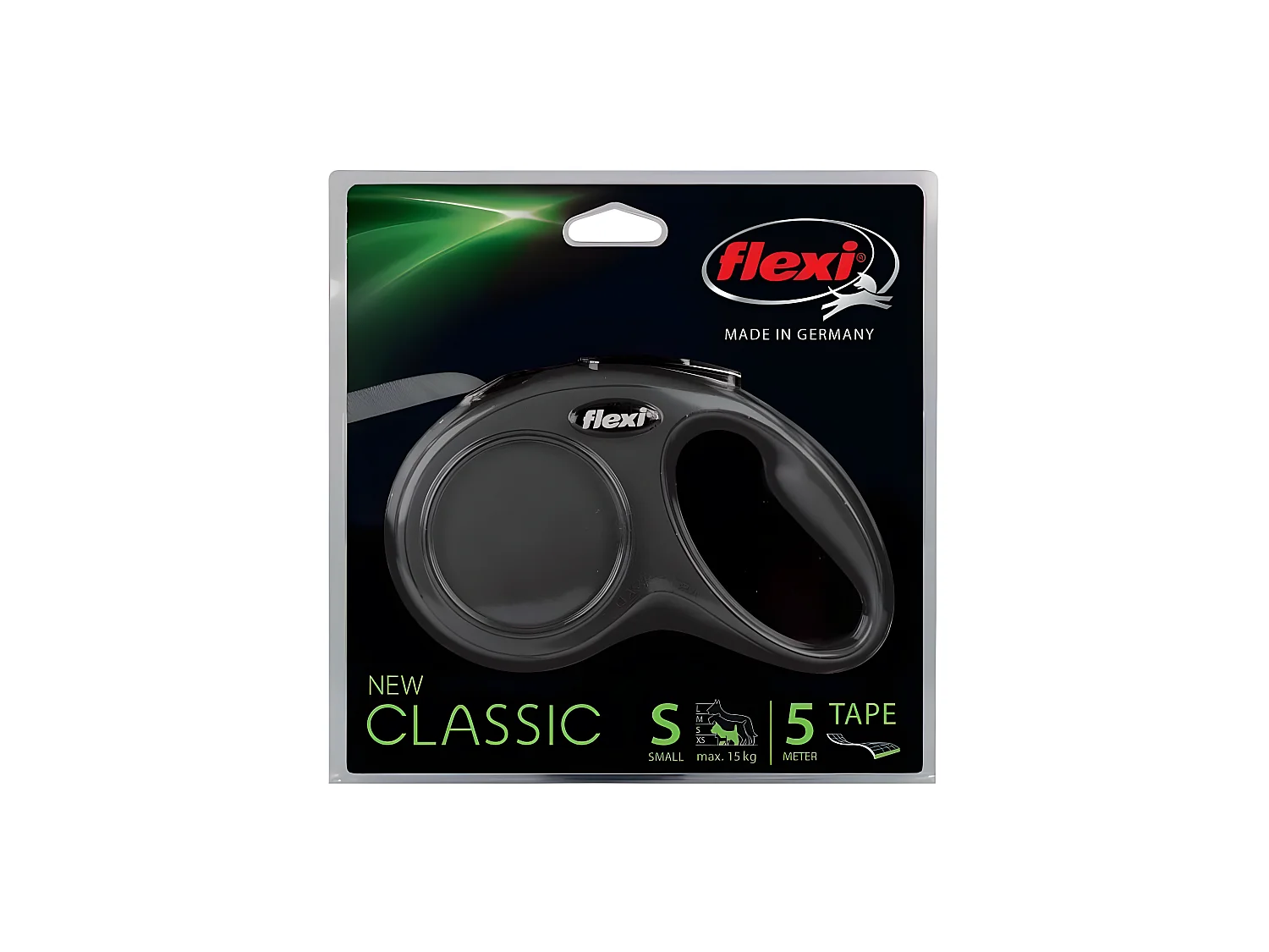 Guinzaglio flessibile nero con avvolgitore 5 m