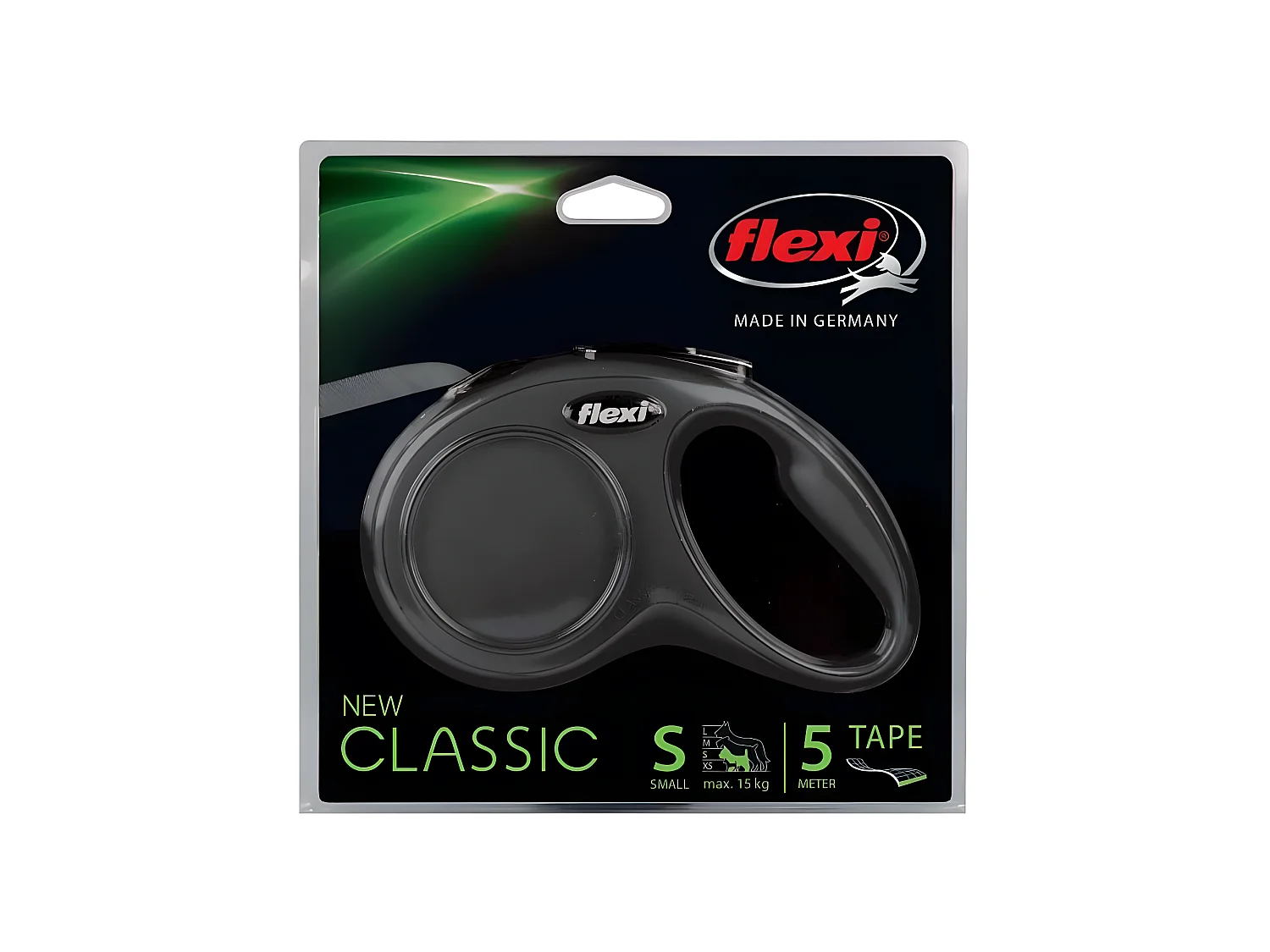 Leine mit Rollverschluss schwarz Flexi 5m