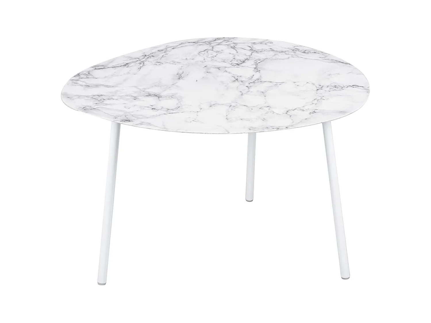 Table basse en métal imitation marbre Ovoid 58 x 51 cm