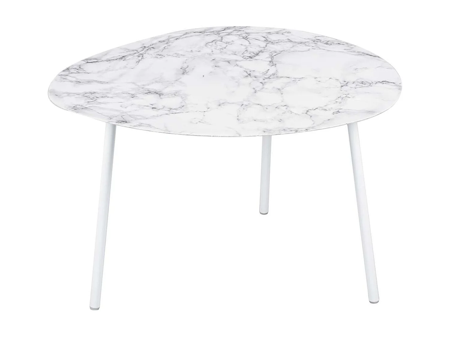 Table basse en métal imitation marbre Ovoid 58 x 51 cm