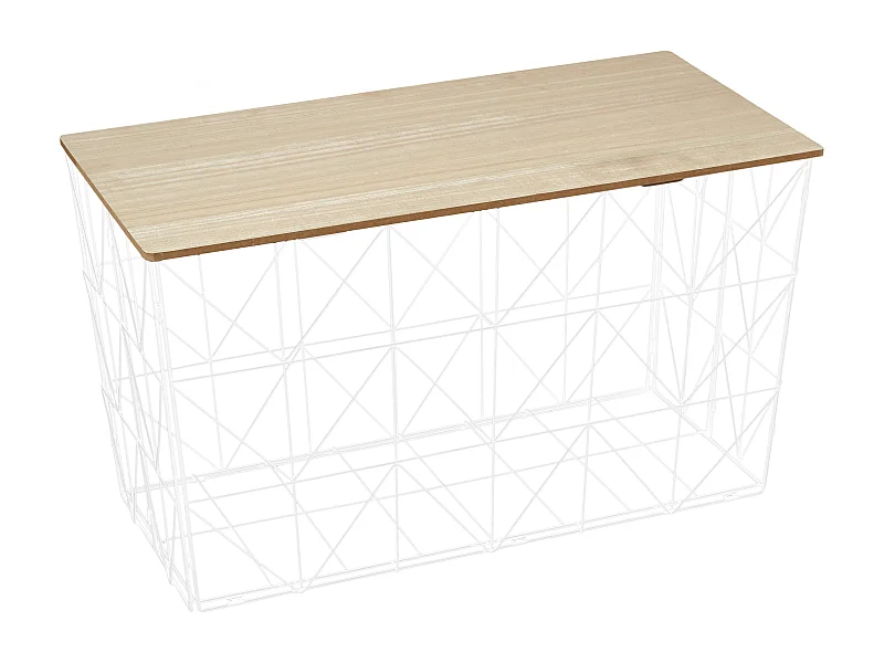 Table Pliable Filaire Blanc Blanc, Marron