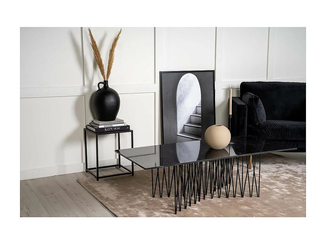 Table Basse Design "Stone" 140cm Noir