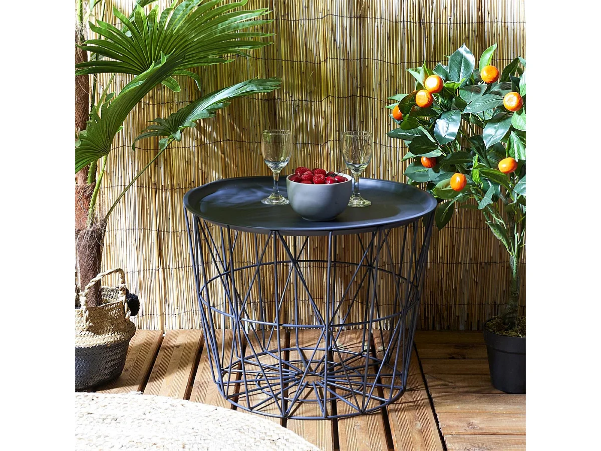 Table Filaire Metal Taupe Diametre 50cm