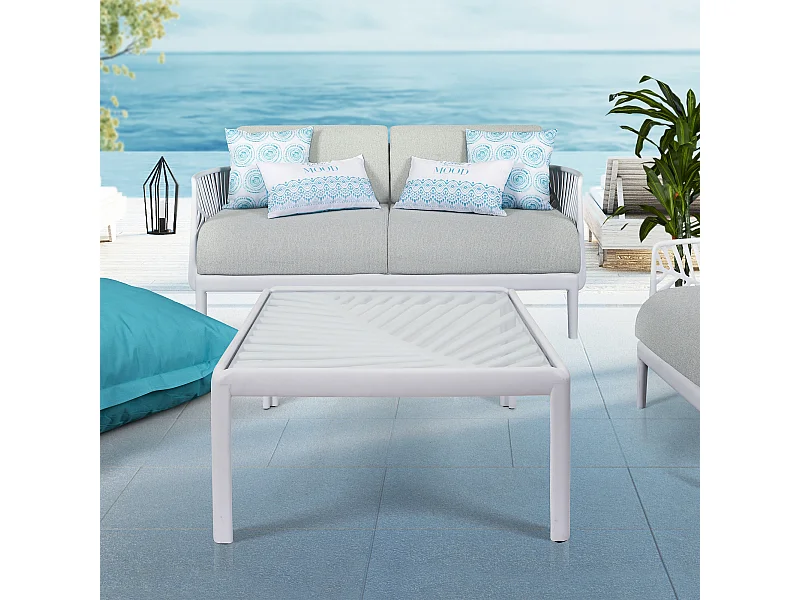 Table Basse Outdoor Ibiza Blanc Blanc, Transparent