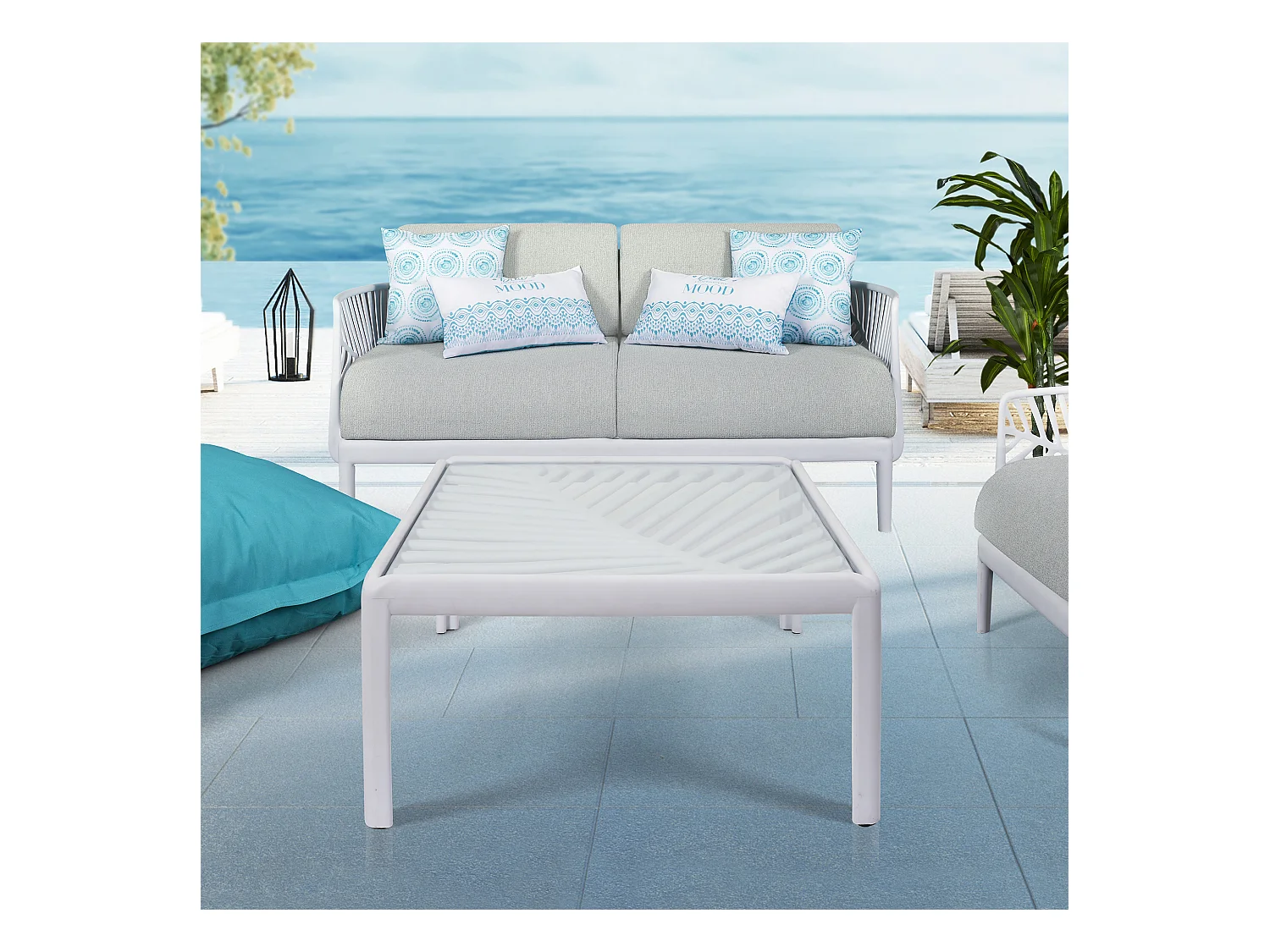 Table Basse Outdoor Ibiza Blanc Blanc, Transparent