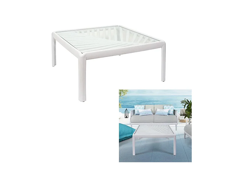 Table Basse Outdoor Ibiza Blanc Blanc, Transparent