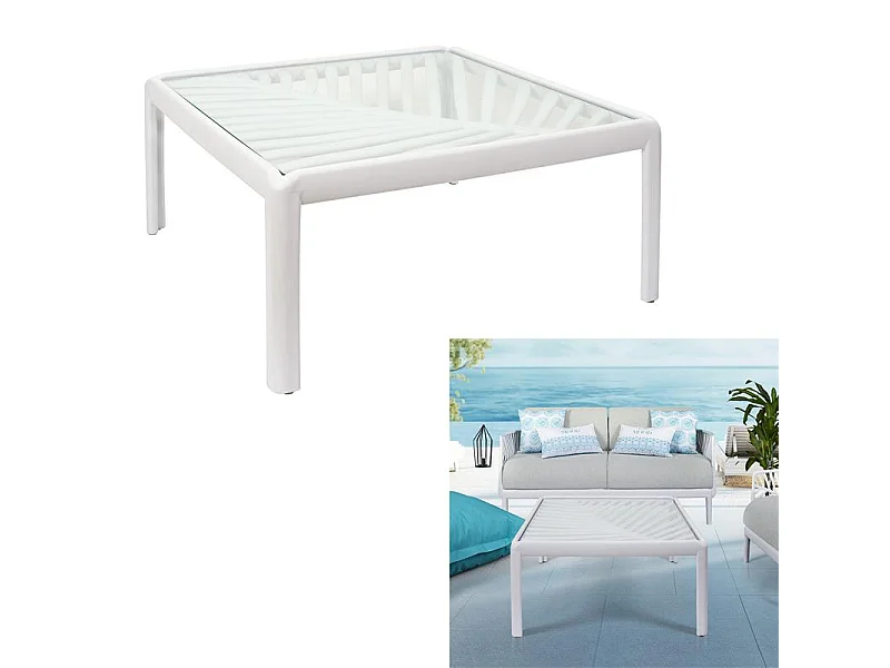 Table Basse Outdoor Ibiza Blanc Blanc, Transparent