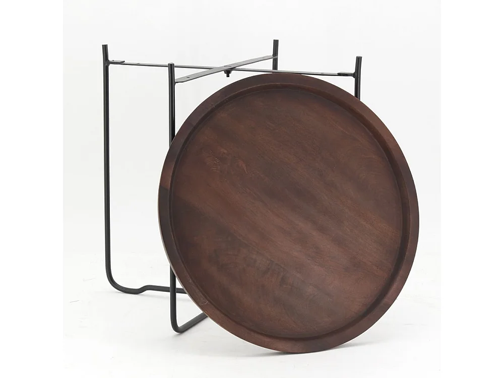 Table pliable en métal et manguier