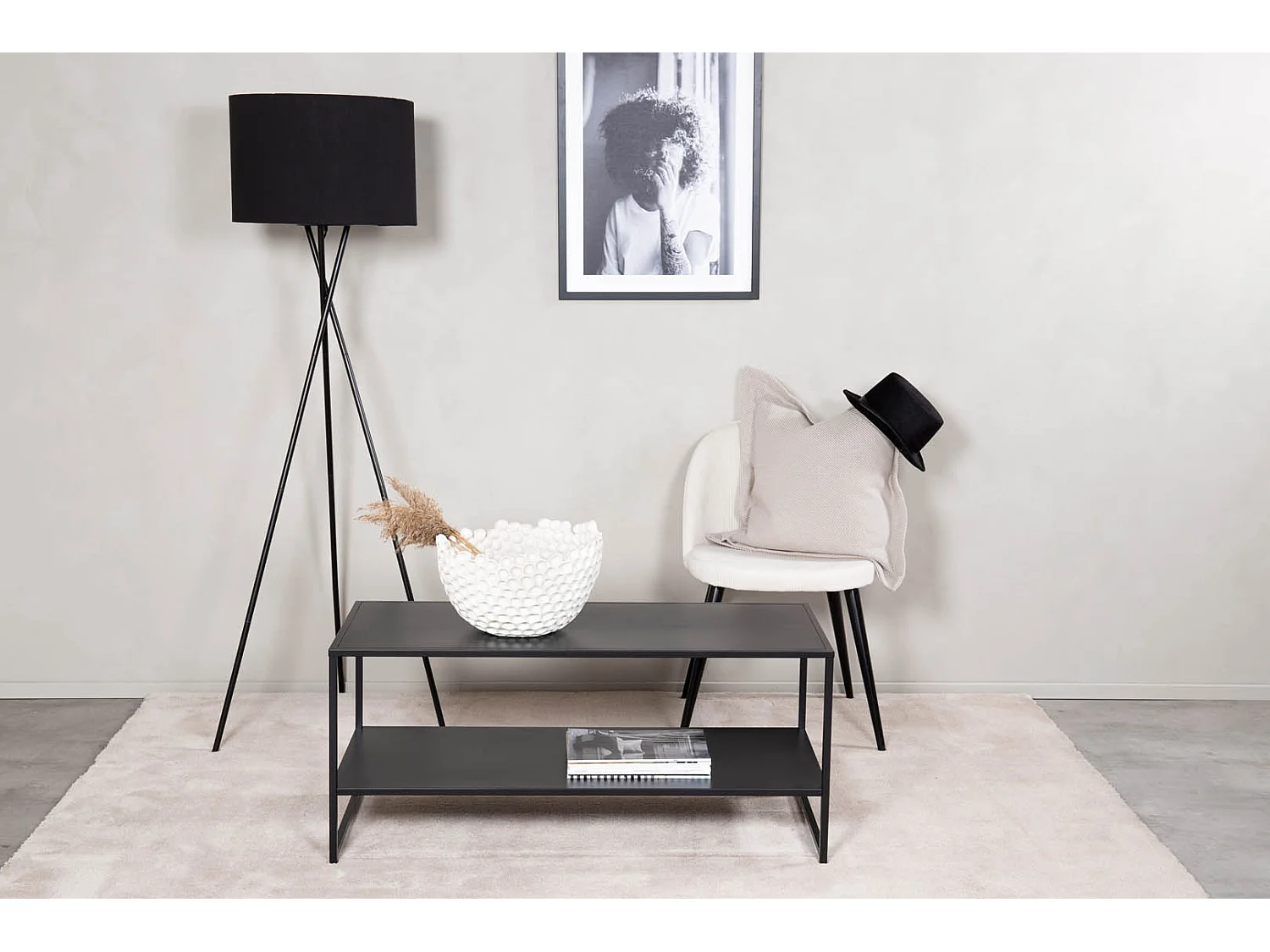 Staal salontafel 101,6x43,2cm zwart.