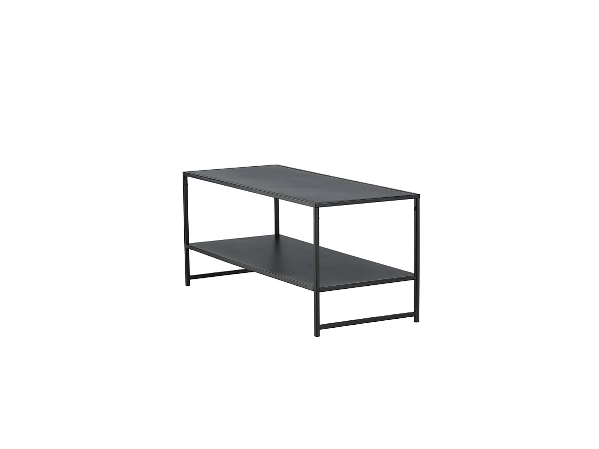 Table Basse Avec Étagère "Staal" 102cm Noir