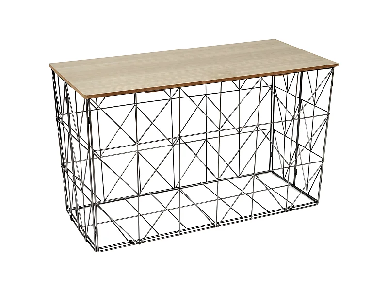 Table d'appoint pliable filaire plateau en bois