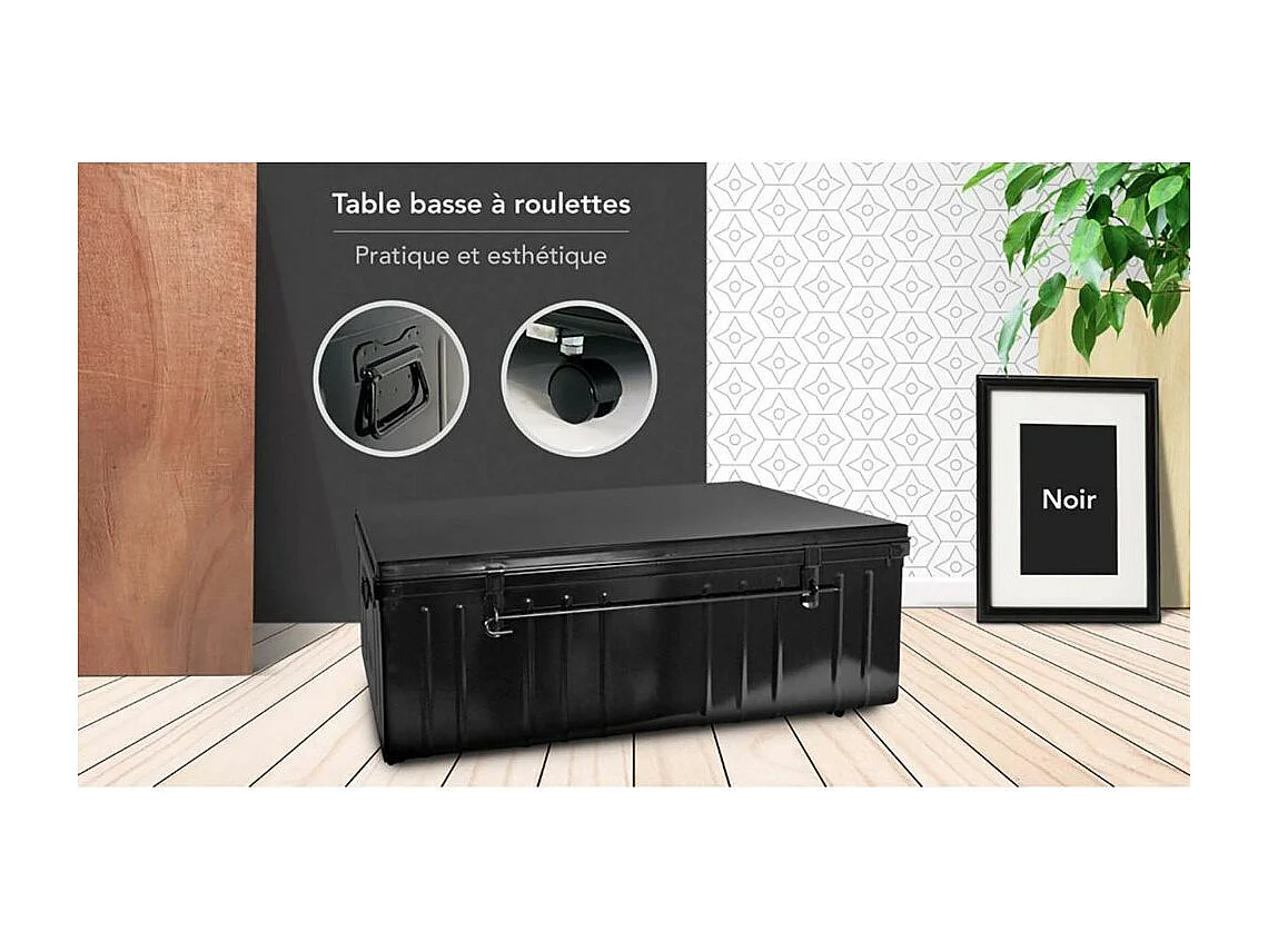 Table basse en acier sur roulettes Habitat 90 cm