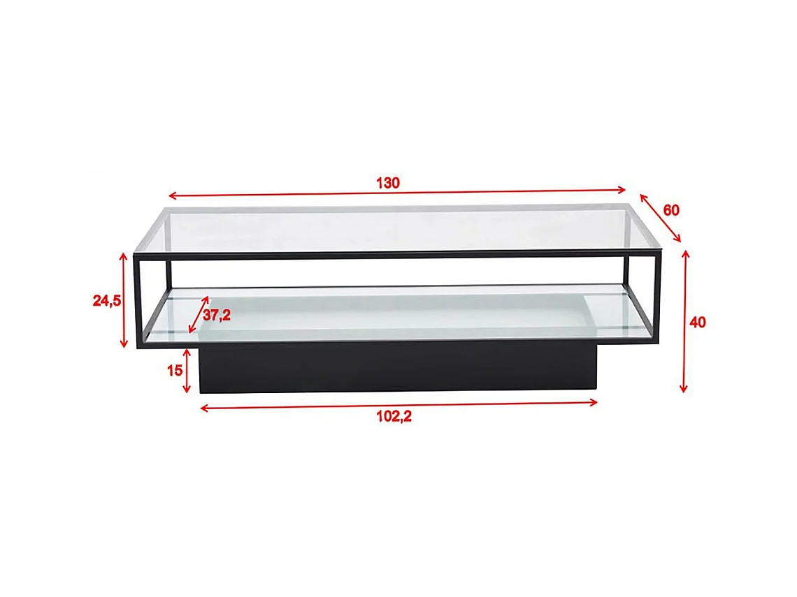 Couchtisch aus Glas und Stahl Maglehem