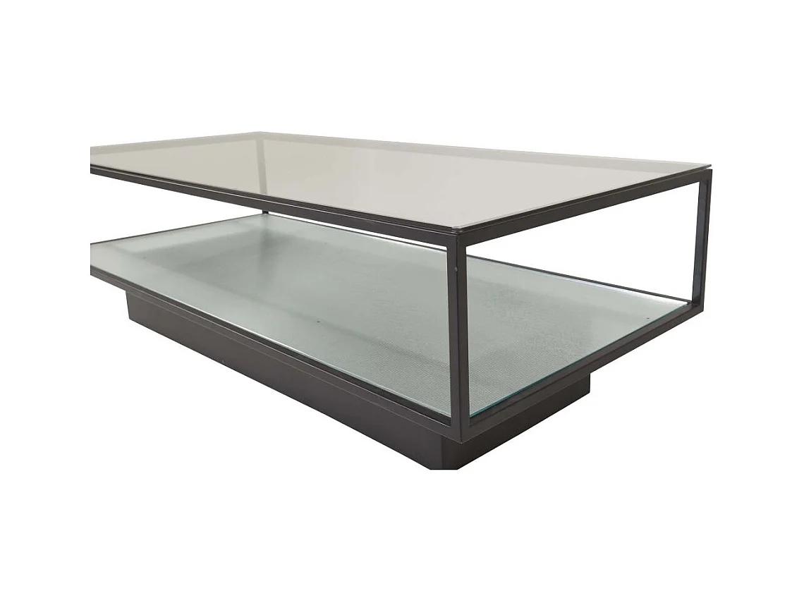 Couchtisch aus Glas und Stahl Maglehem